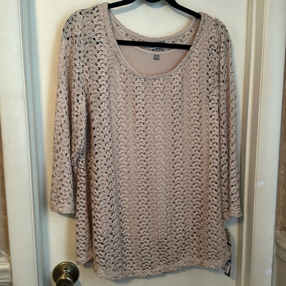 JM Open Weave Top with Camisole Size XL NWT